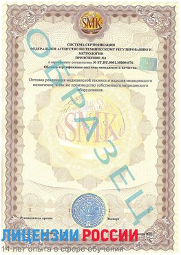 Образец сертификата соответствия (приложение) Черногорск Сертификат ISO 13485
